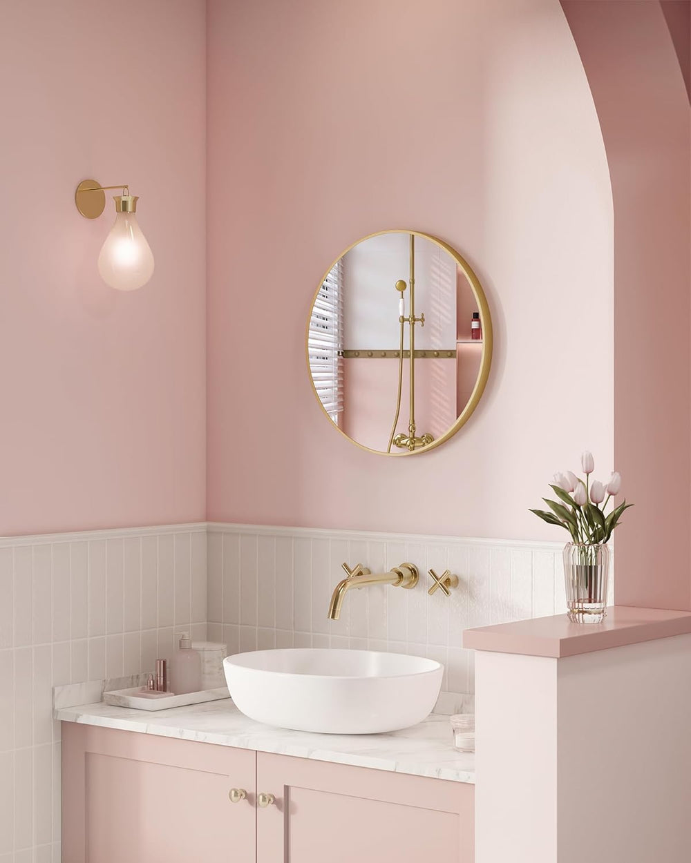 Round Wall Mirror - Gold Metal Frame - Karrari