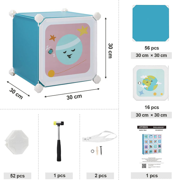 15-Cube Shelving System - Kids Storage Cabinet with Doors