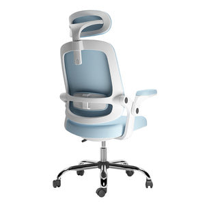 Blue Mesh Office Chair with Headrest & Adjustable Armrests - Karrari
