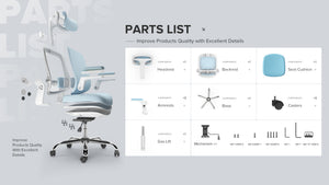 Blue Mesh Office Chair with Headrest & Adjustable Armrests - Karrari