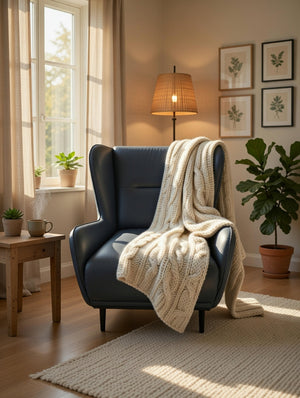 Modern Wingback Accent Chair – Navy Blue Faux Leather Armchair - Karrari