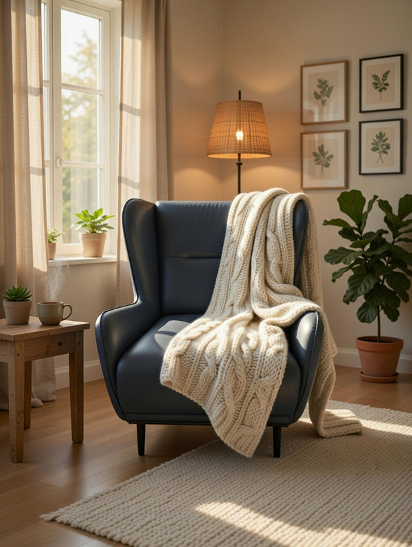 Modern Wingback Accent Chair – Navy Blue Faux Leather Armchair - Karrari