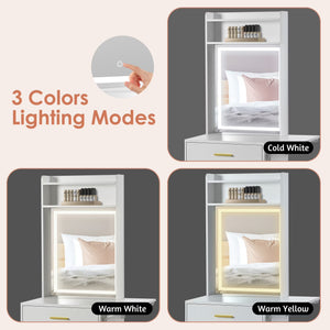 3-in-1 Vanity Desk with Lighted Mirror & Storage Chair - Karrari