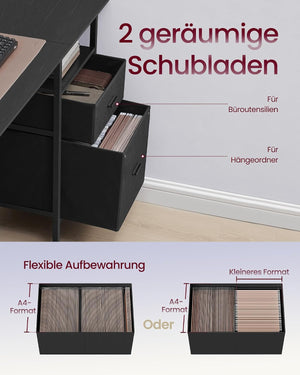 Gaming Desk with Fabric Drawers, Screen Mount with Socket - Karrari