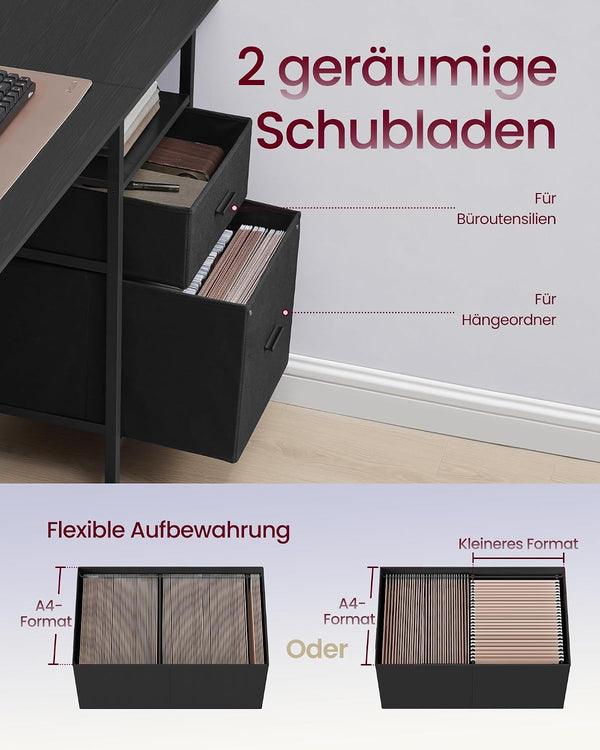 Gaming Desk with Fabric Drawers, Screen Mount with Socket - Karrari