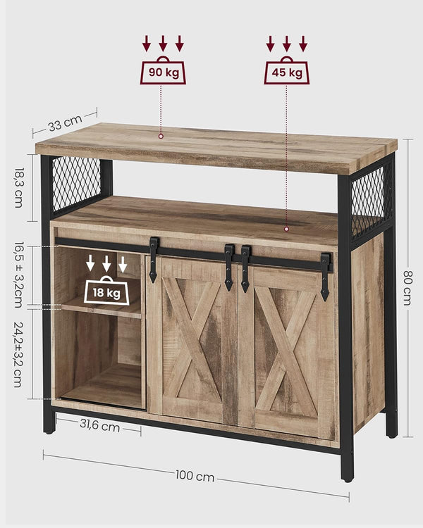 Sideboard with 2 Sliding Barn Doors
