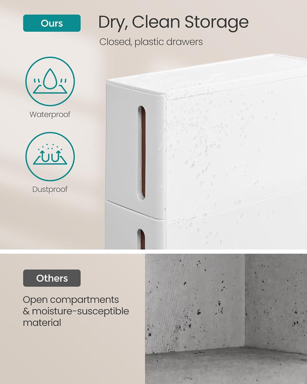 4-Tier Rolling Storage Tower, Narrow Space-Saving Shelf