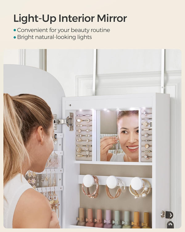 Lockable LED Jewellery Cabinet with Mirror - Karrari