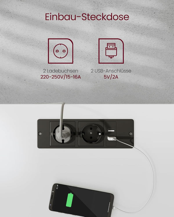Adjustable Electric Desk with Drawer & Socket - Karrari