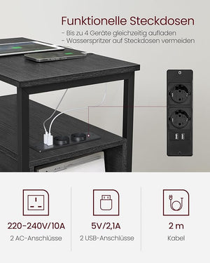 Side Table with Power Strip & Drawers - Karrari