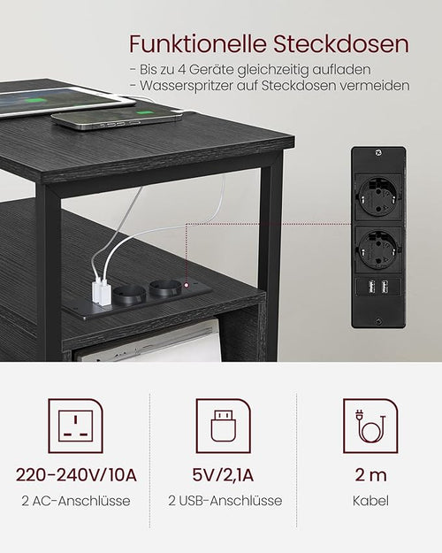 Side Table with Power Strip & Drawers - Karrari