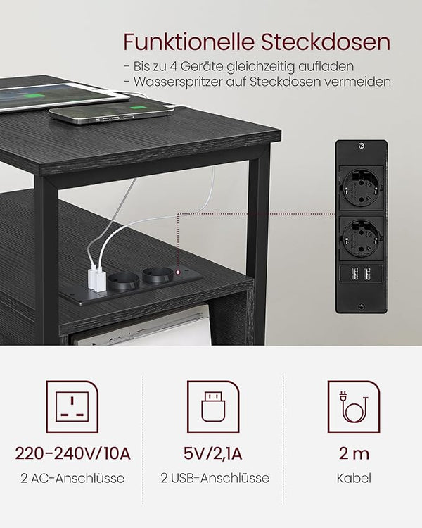 Side Table with Power Strip & Drawers - Karrari