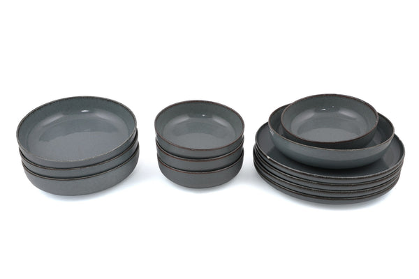 Wellhome Grey Porcelain Dinnerware Set - 12 Piece - Karrari