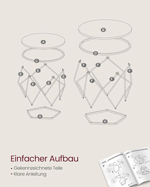 2-Piece Round Coffee Tables with Removable Tops