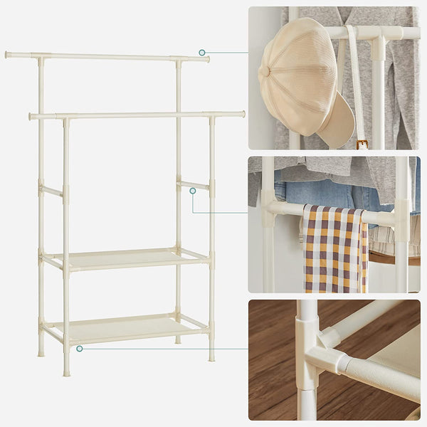 Double Hanging Clothes Rack with Storage Shelves - Karrari