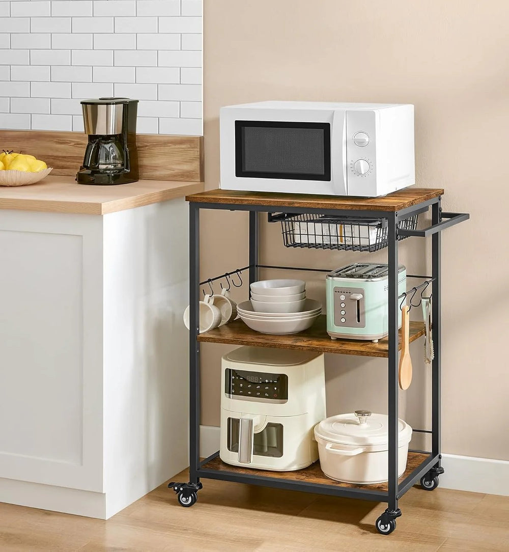 3-Tier Kitchen Trolley with Basket - Karrari