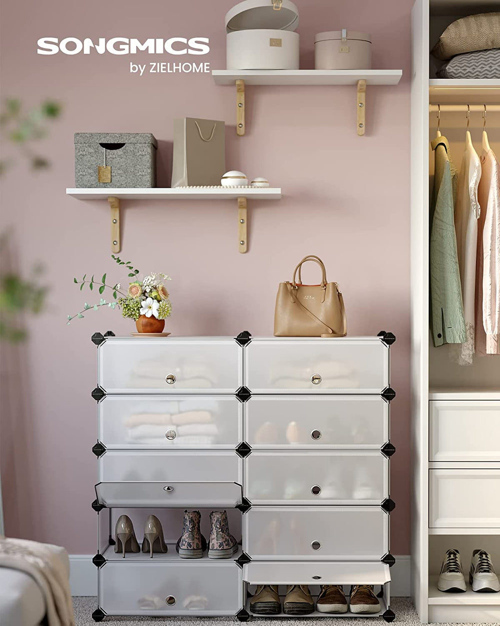 10-Tier Shoe Rack Organizer with Doors (20 Pairs) - Karrari