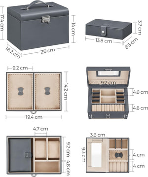 Lockable Jewellery Box with Mirror & 2 Drawers - Karrari