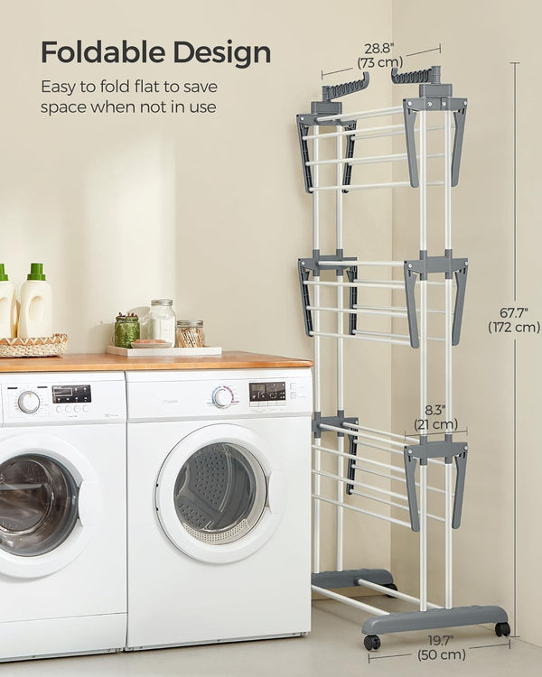 Large 4-Tier Foldable Clothes Airer – Stainless Steel - Karrari