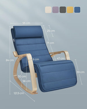 Rocking Chair with Adjustable Footrest - Midnight Blue - Karrari