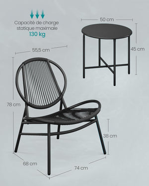 3-Piece Balcony Furniture Set with Table & Chairs