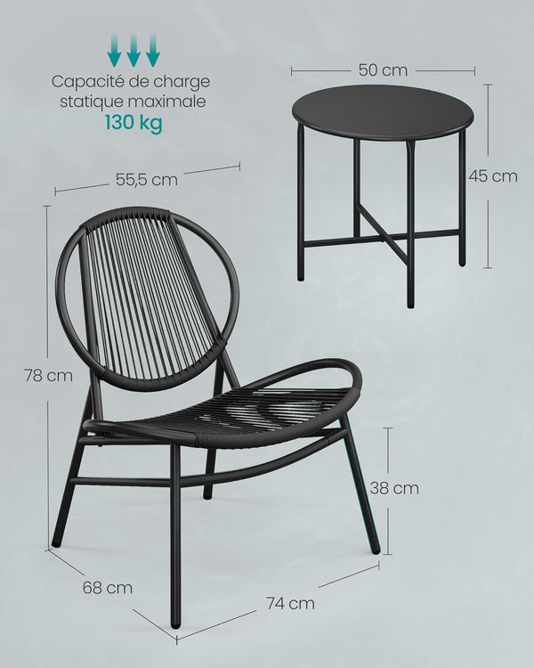 3-Piece Balcony Furniture Set with Table & Chairs