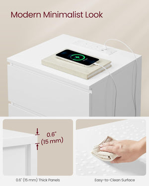 Nightstand with Charging Station – Drawers, AC & USB Ports