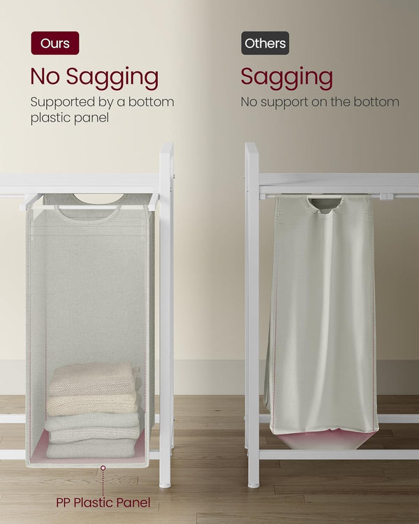 Laundry Hamper - 4 Sections, Shelf & Removable Bags