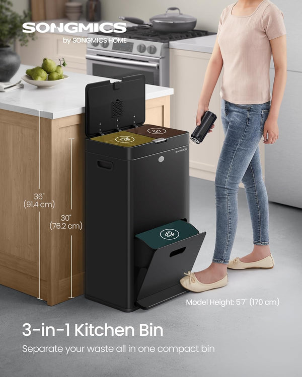 3-Compartment Kitchen Bin (2×17L + 26L) - Karrari