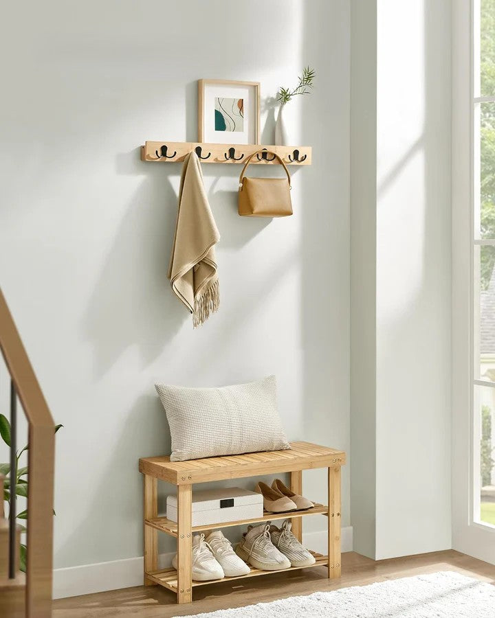 Coat Rack & Shoe Bench Set – 5 Hooks, 3-Tier - Karrari