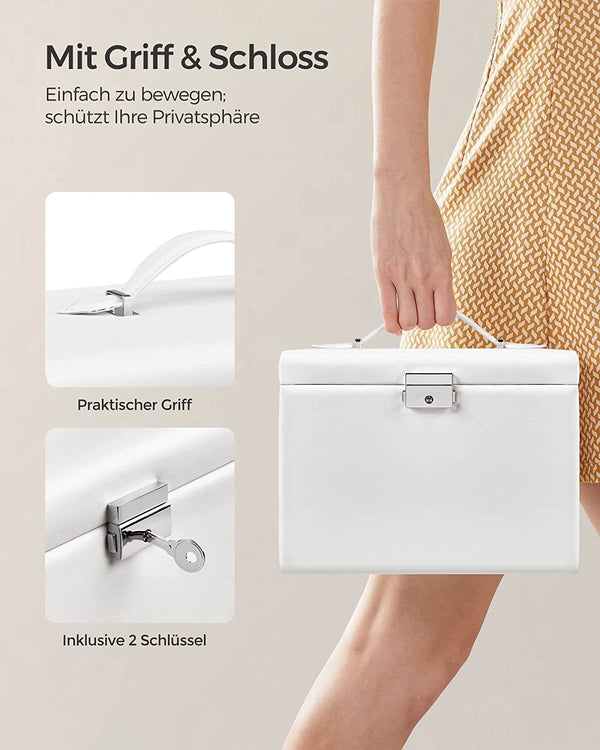 4-Level Jewellery Box with Mirror, Lock & 3 Drawers - Karrari