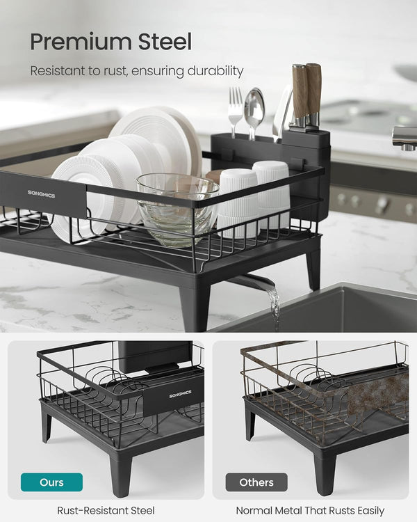360° Dish Rack with Drain Spout & Cutlery Holder - Karrari