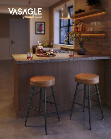 VASAGLE EKHO Collection - Bar Stools Set of 2, Kitchen Counter Stools, Breakfast Stools, Synthetic Leather with Stitching