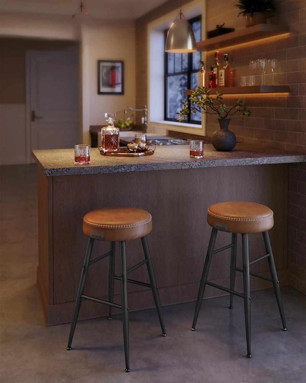 Set of 2 Backless Bar Stools