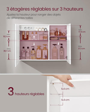 LED Wall Mirror Cabinet with Storage, Demister & Power Outlet - Karrari