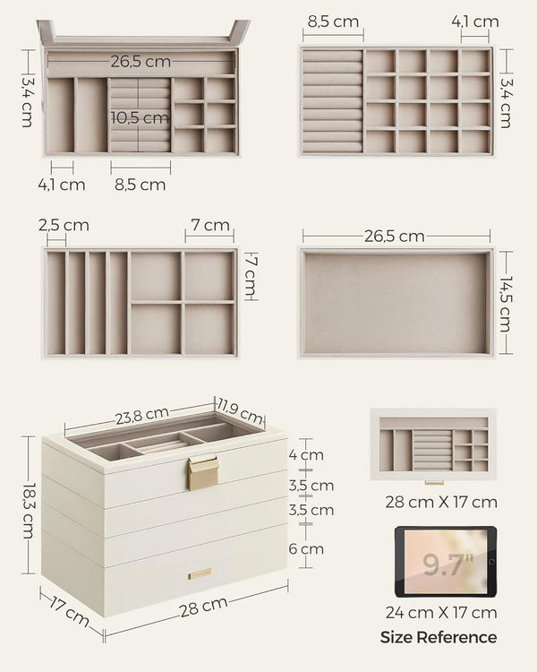 4-Tier Stackable Jewellery Box with Glass Lid - Karrari