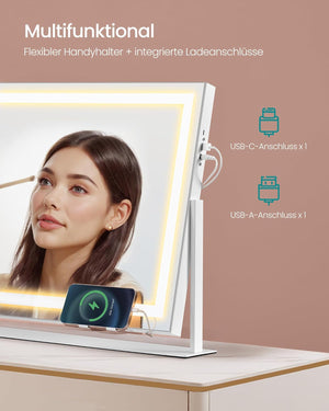 Makeup Mirror with Lighting - Matte White - Karrari