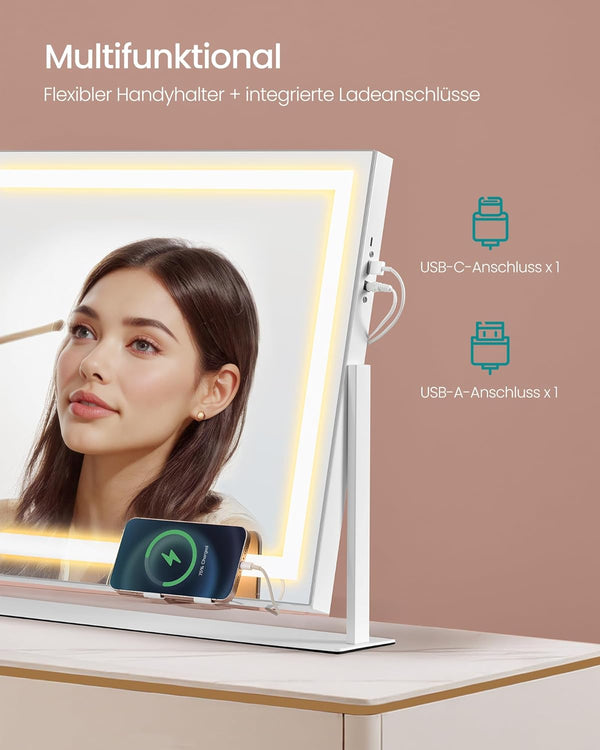 Makeup Mirror with Lighting - Matte White - Karrari