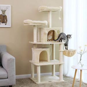 Cat Tree Play Tower 2 Caves Beige