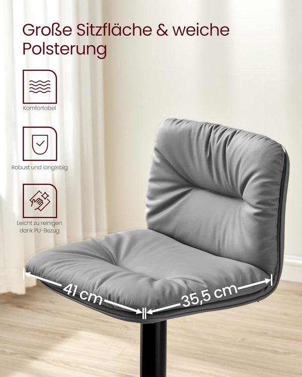 Set of 2 Height-Adjustable PU Bar Chairs - Karrari