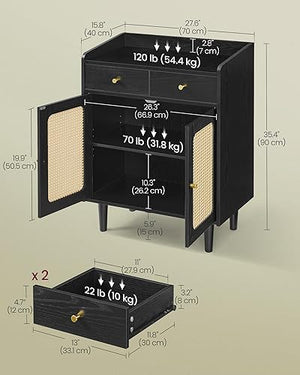 Boho Sideboard Cabinet with Rattan-Style Doors