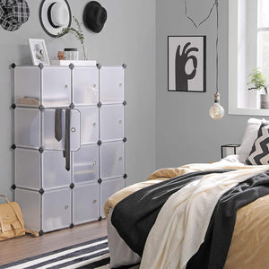 12-Cube Plastic Shoe Organizer with Doors - Karrari