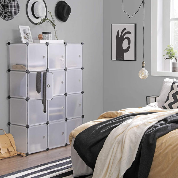12-Cube Plastic Shoe Organizer with Doors - Karrari