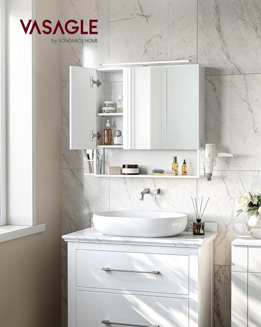 Bathroom Mirror Cabinet with Lighting, Integrated Cable, Mirror Cabinet, Bathroom Cabinet, Wall Cabinet