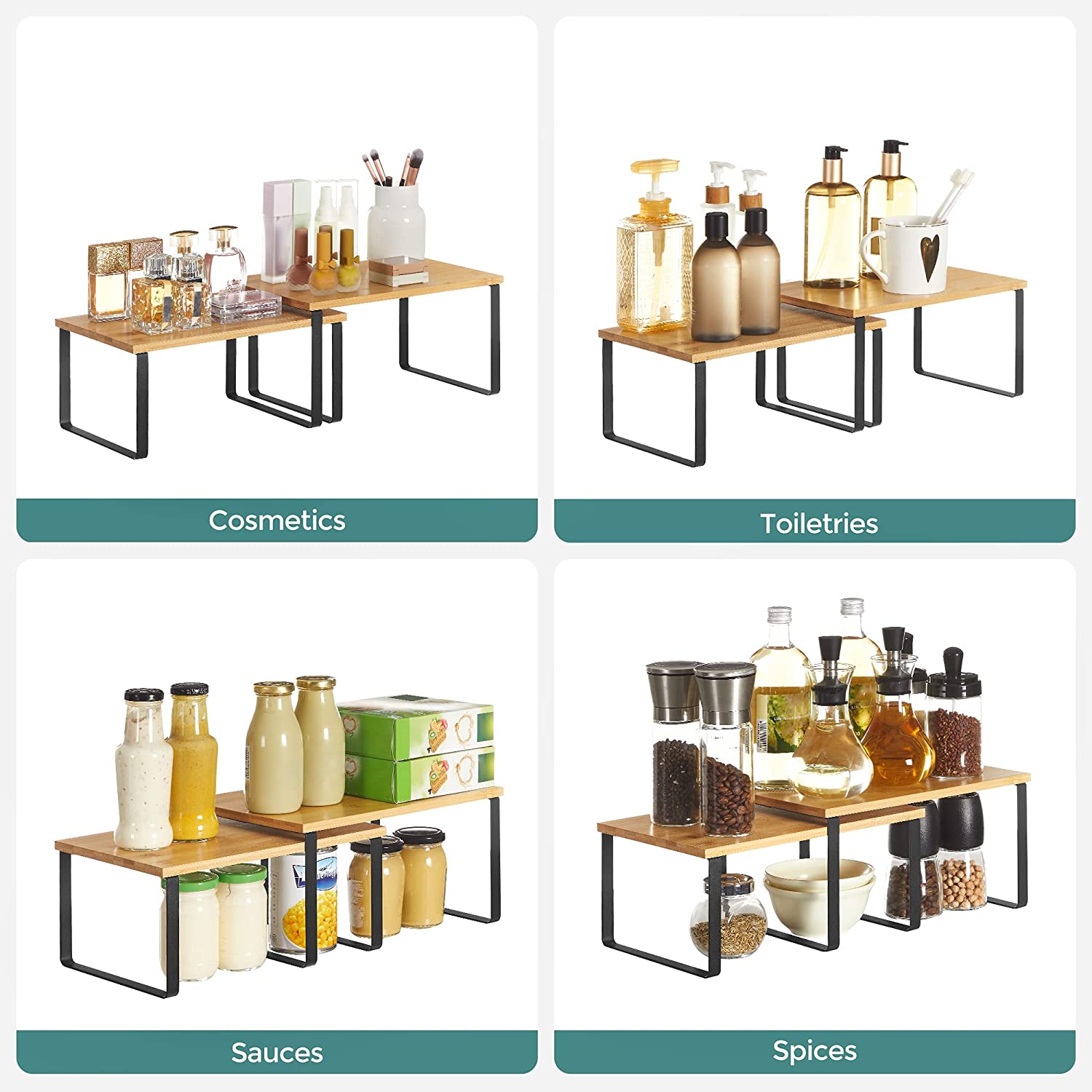 Cabinet Organizer Shelf, Set of 2 Kitchen Counter Shelves, Kitchen Storage