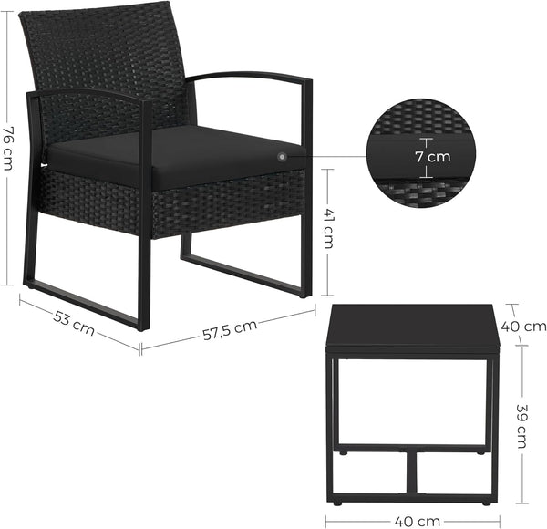 3-Piece PE Rattan Garden Furniture Set