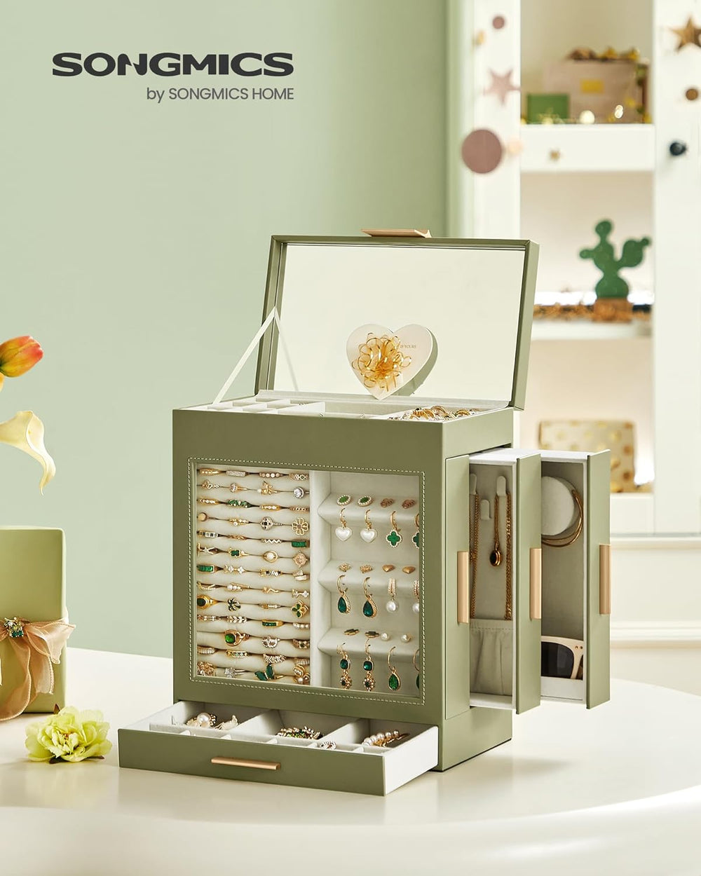 5-Tier Jewellery Box with Glass Window & Mirror - Karrari