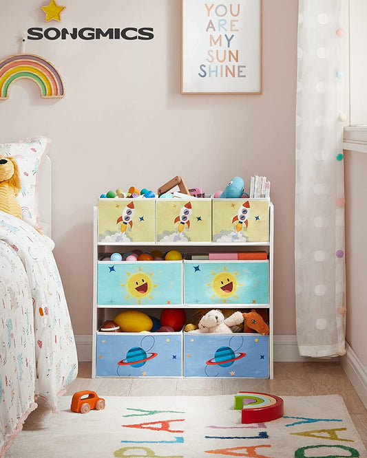 Toy Shelf, Children's Room Furniture with 7 Fabric Storage Units, Children's Bookcase
