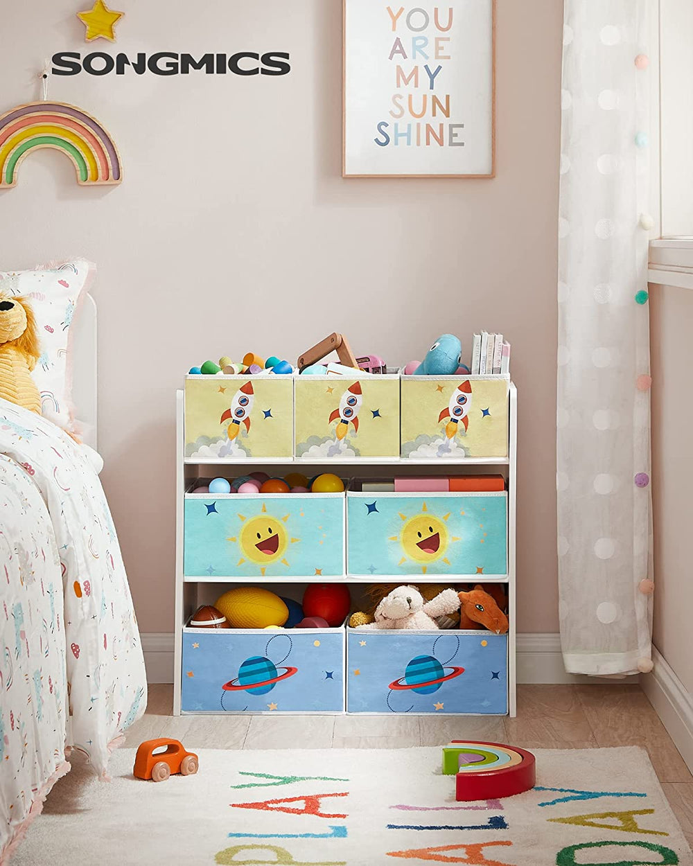 Kids Toy Shelf with 7 Fabric Storage Bins - Karrari