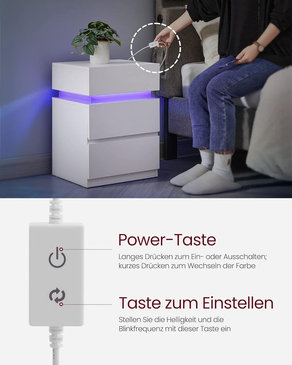LED Nightstand – Adjustable Colours & Storage - Karrari